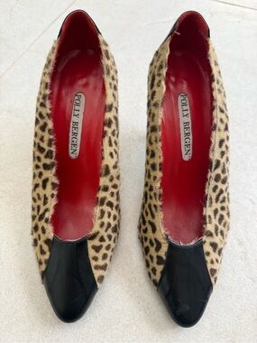 Leopard Haircalf Pumps with Black Toe